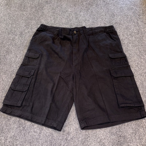 Boulder Creek Cargo Shorts Black Men 46 BIG Twill Cotton Elastic Waist NWOT - Picture 1 of 9